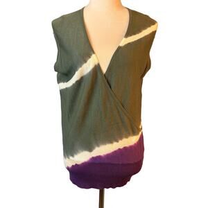 Josephine Chaus Tie Dye Wrap Tank Silk Blend Womens Large Layering Boho